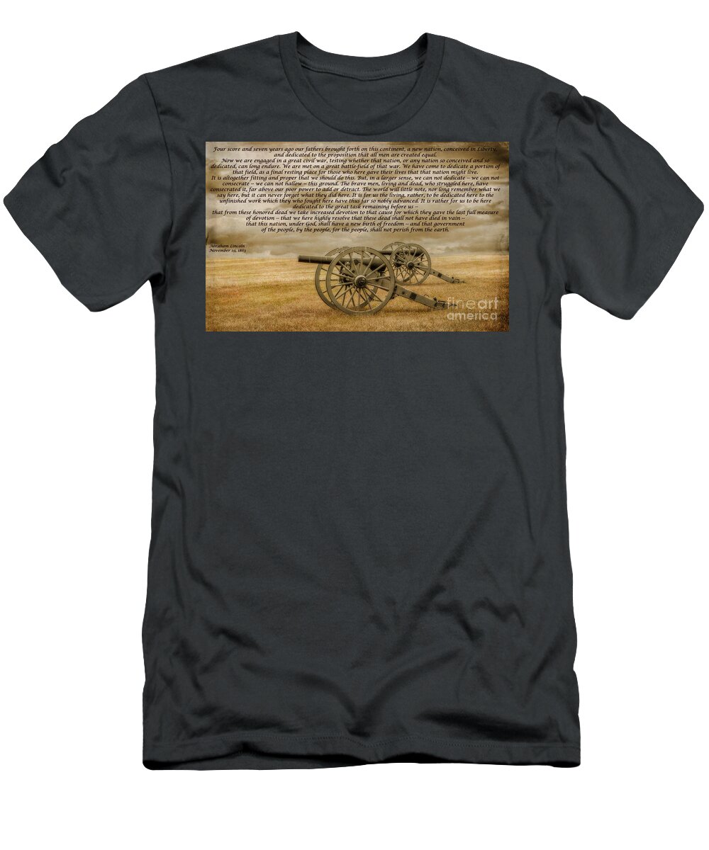 Gettysburg Address Cannon T-Shirt featuring the digital art Gettysburg Address Cannon by Randy Steele