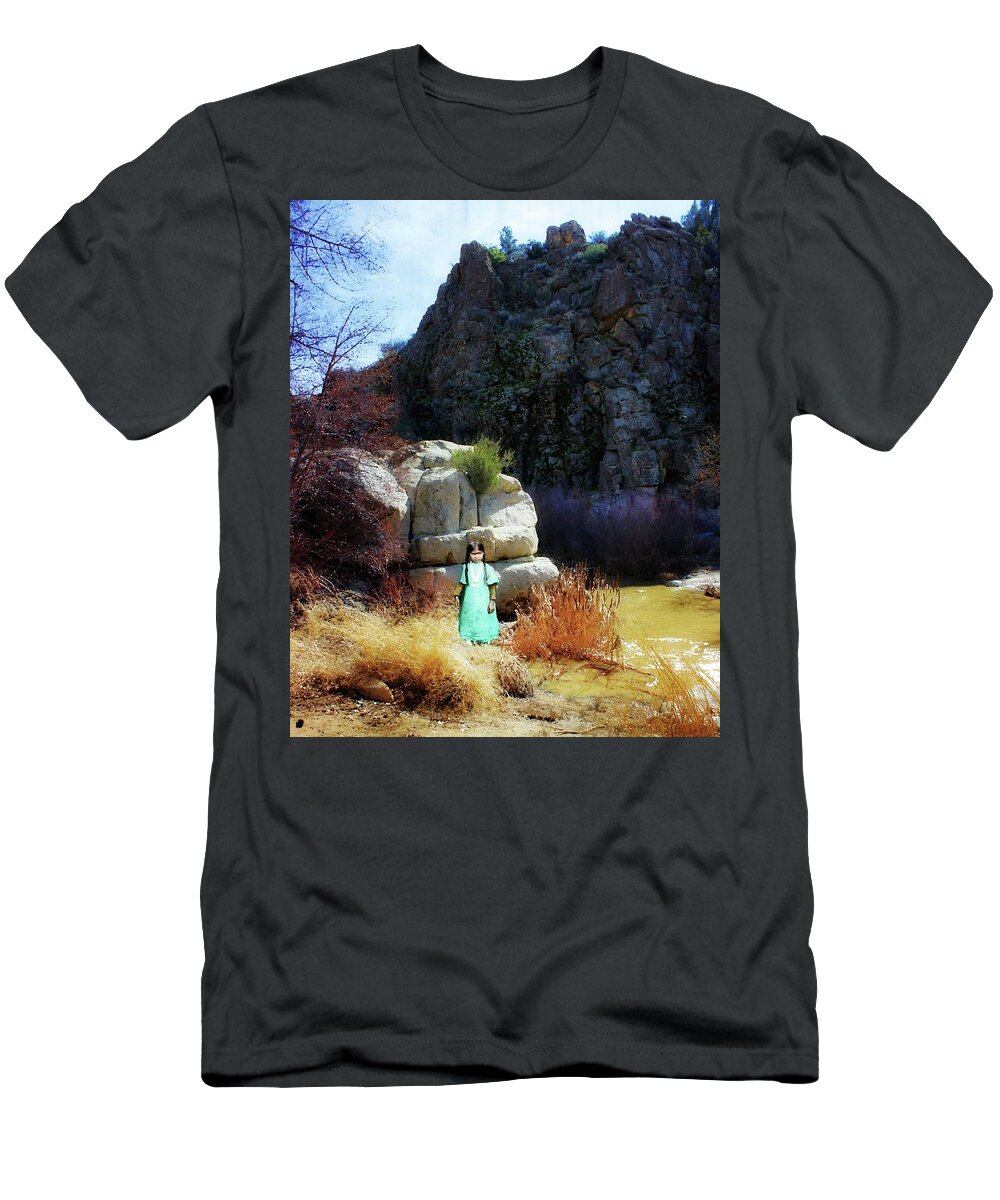 Girl T-Shirt featuring the photograph Girl at Piru Creek by Timothy Bulone