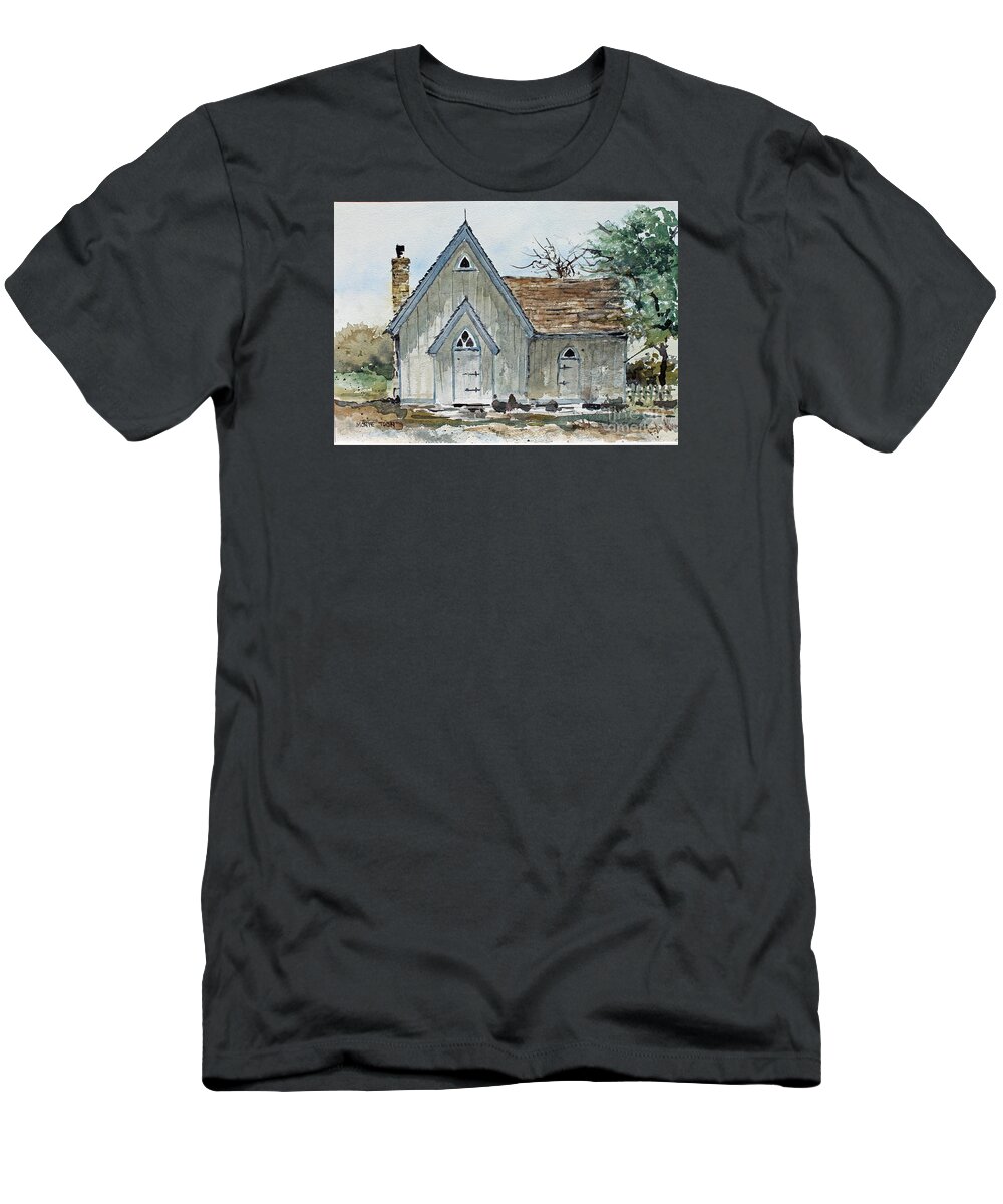 A Small Building In Independence T-Shirt featuring the painting Girl Scout Little House by Monte Toon
