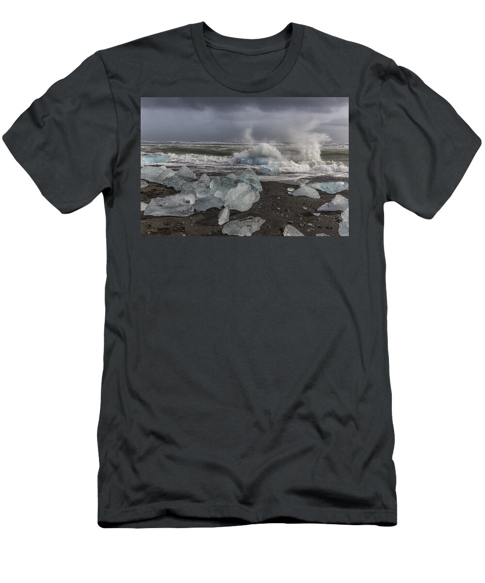 Glacial Lagoon T-Shirt featuring the tapestry - textile Glacial Lagoon Iceland 2 by Kathy Adams Clark