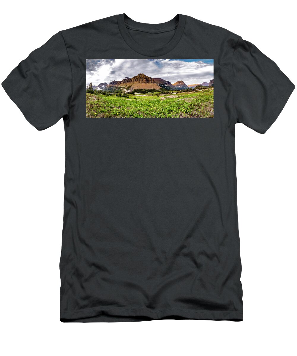 Lanscape T-Shirt featuring the photograph Glacier National Park Panorama by Donald Pash