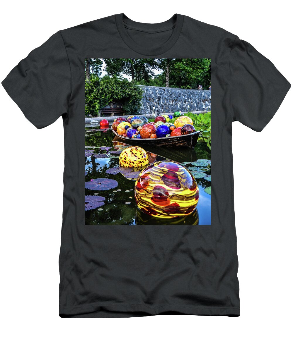 Chilhuly Glass T-Shirt featuring the photograph Glass on Display by Chuck Brown