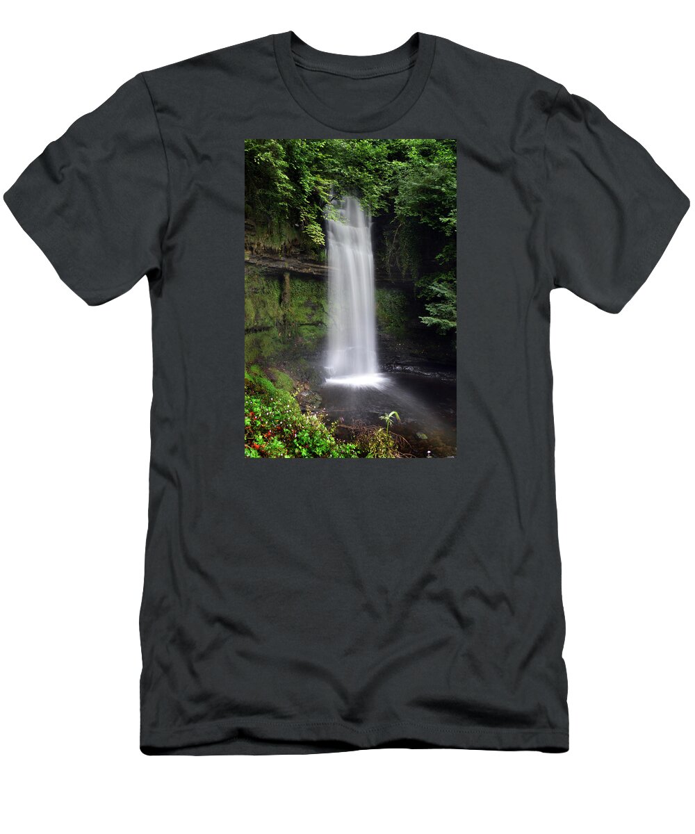 Glencar Waterfall T-Shirt featuring the photograph Glencar Waterfall by Terence Davis