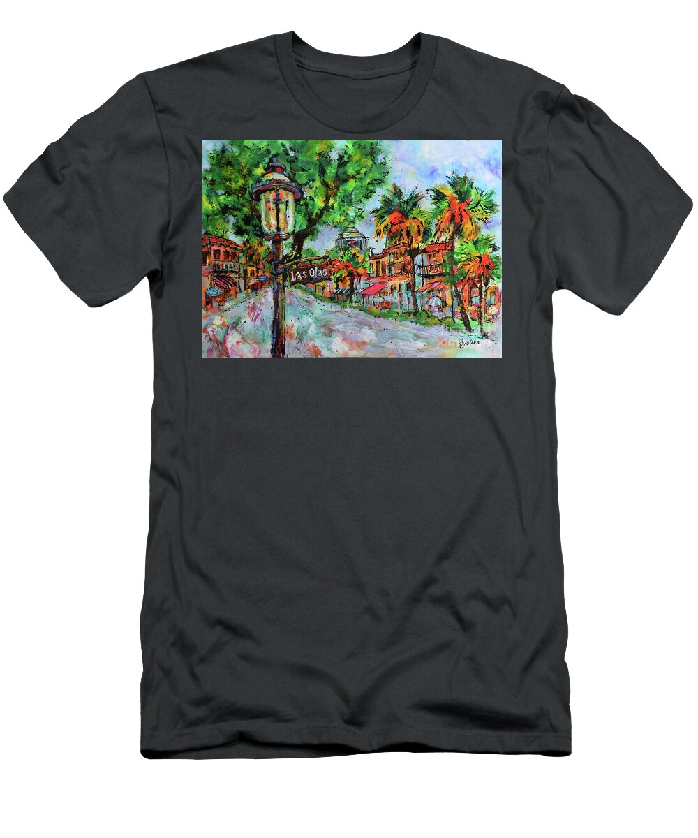 Las Olas Boulevard T-Shirt featuring the painting Glorious Los Olas by Jyotika Shroff
