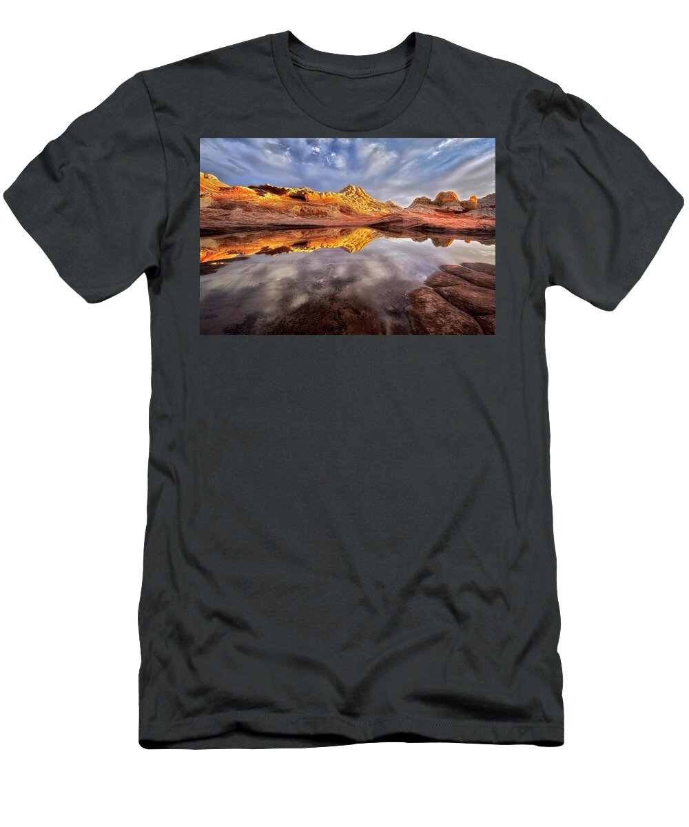 Sunset T-Shirt featuring the photograph Glowing Rock Formations by Nicki Frates