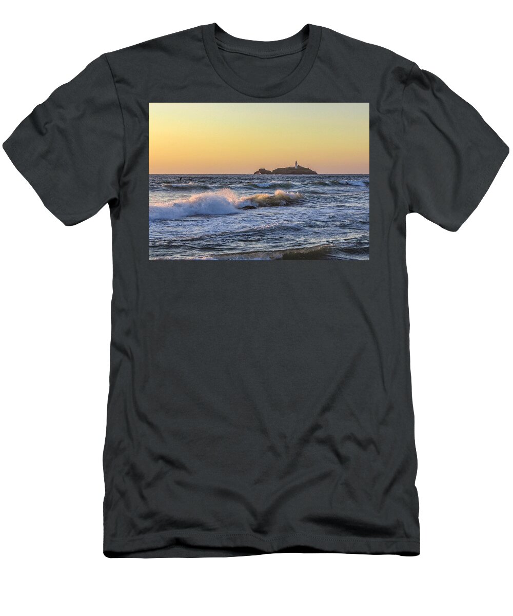 Landscape T-Shirt featuring the photograph Godrevy lighthouse by Claire Whatley