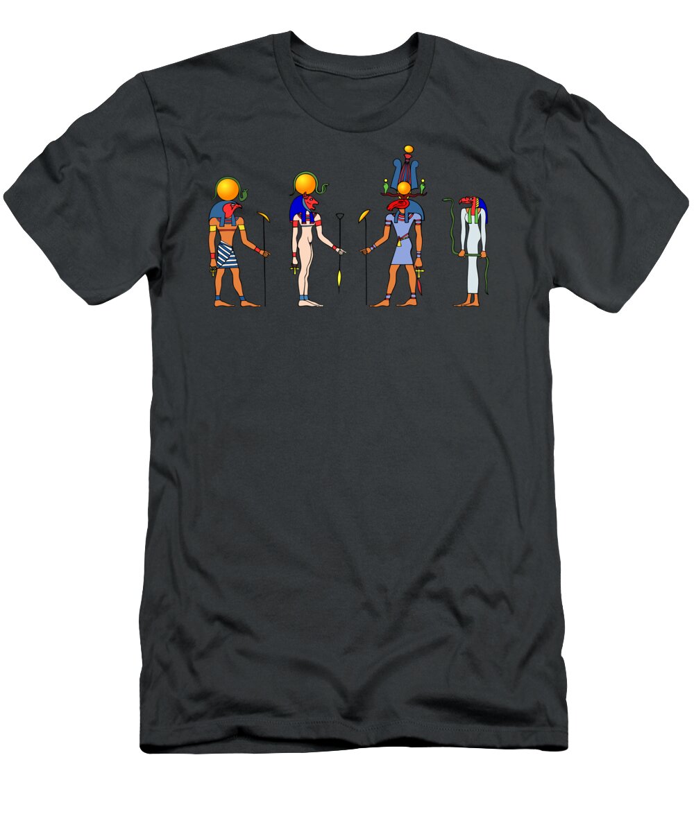 Egypt T-Shirt featuring the drawing Gods and Goddess of ancient Egypt by Michal Boubin