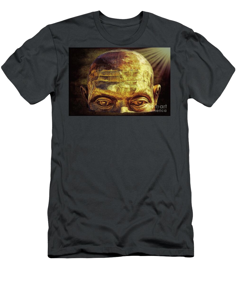 Buddha T-Shirt featuring the photograph Gold Face by Adrian Evans