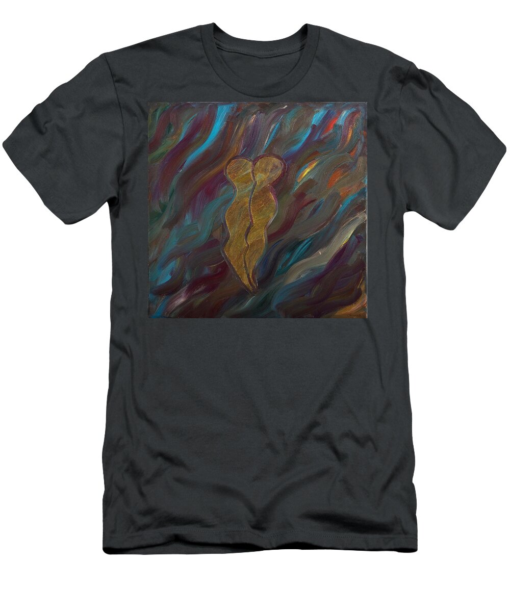 Oil T-Shirt featuring the painting Gold by Hagit Dayan