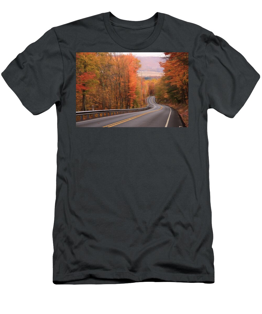 Autumn T-Shirt featuring the photograph Gold Mine Road in Autumn by Lori Deiter
