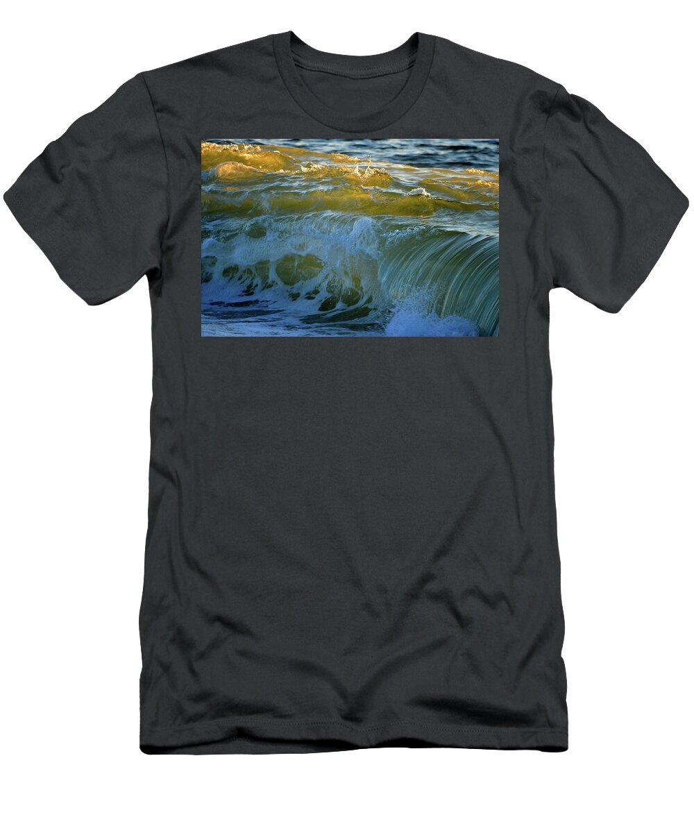 Ocean T-Shirt featuring the photograph Golden Cascade by Dianne Cowen Cape Cod Photography