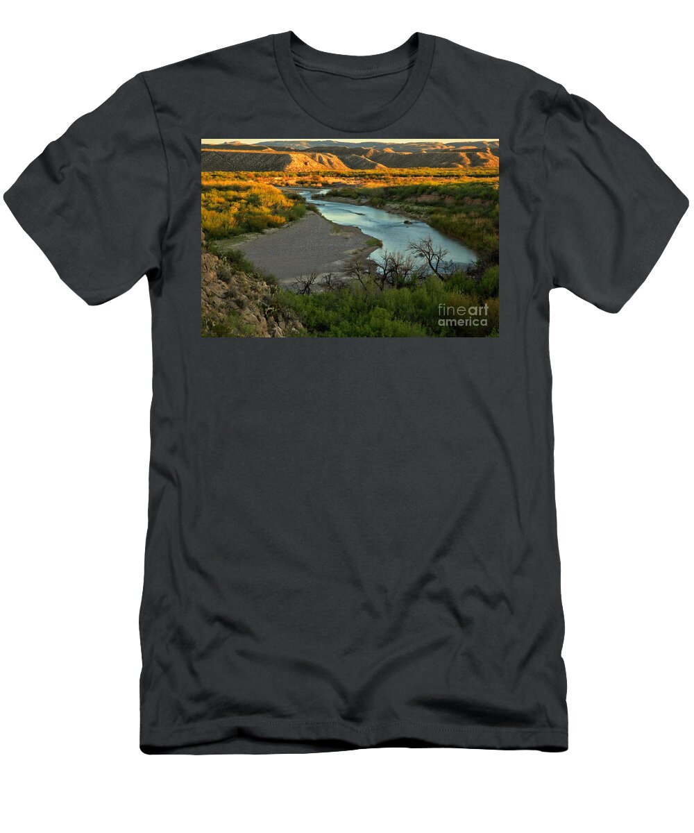 Big Bend T-Shirt featuring the photograph Golden Glow Above The Rio by Adam Jewell