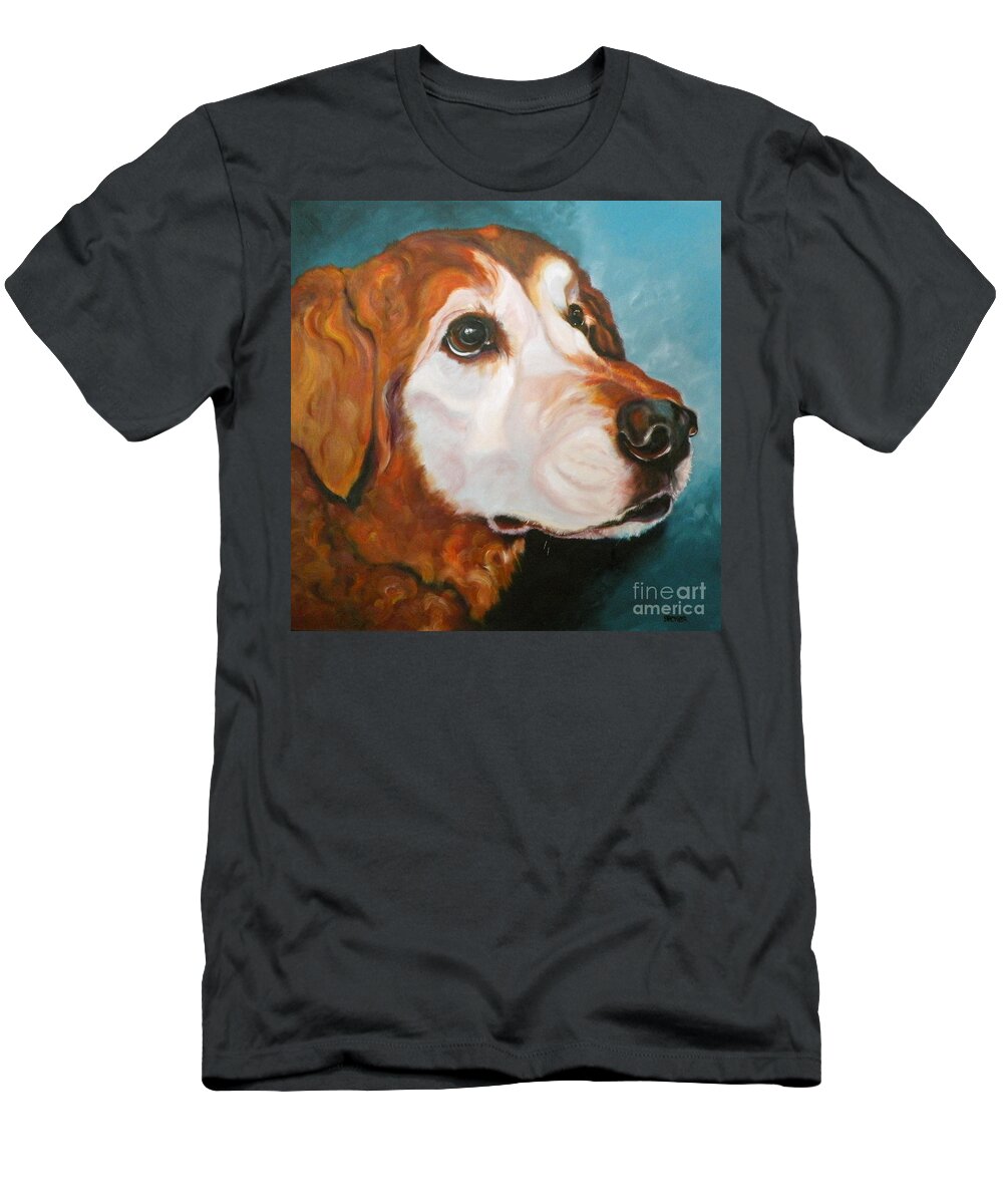Dogs T-Shirt featuring the painting Golden Grandpa by Susan A Becker
