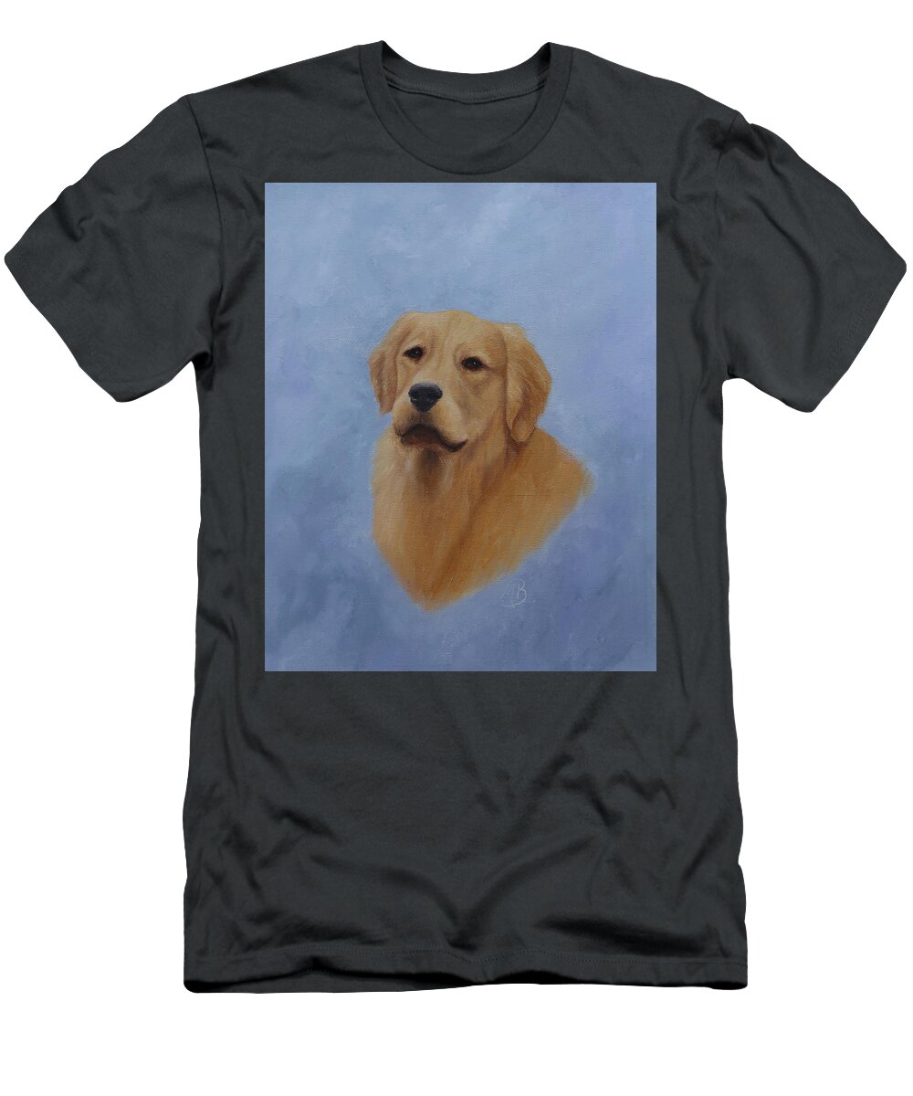 Animal Art T-Shirt featuring the painting Golden Retriever Portrait by Monica Burnette