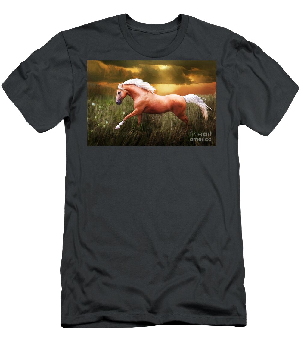 Palomino T-Shirt featuring the photograph Golden Spirit by Melinda Hughes-Berland