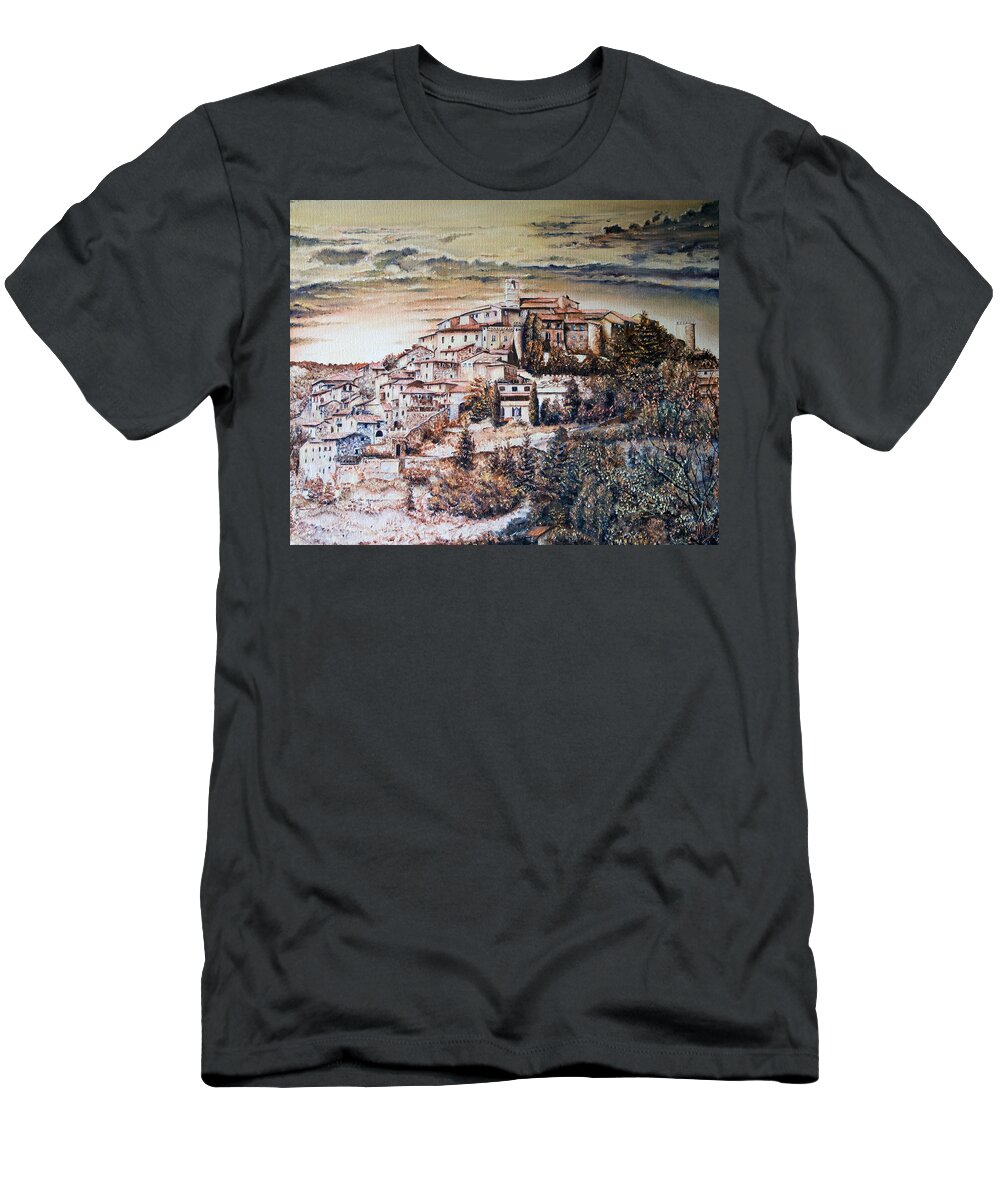 Landscapes T-Shirt featuring the painting Autumn's Glow by Michelangelo Rossi