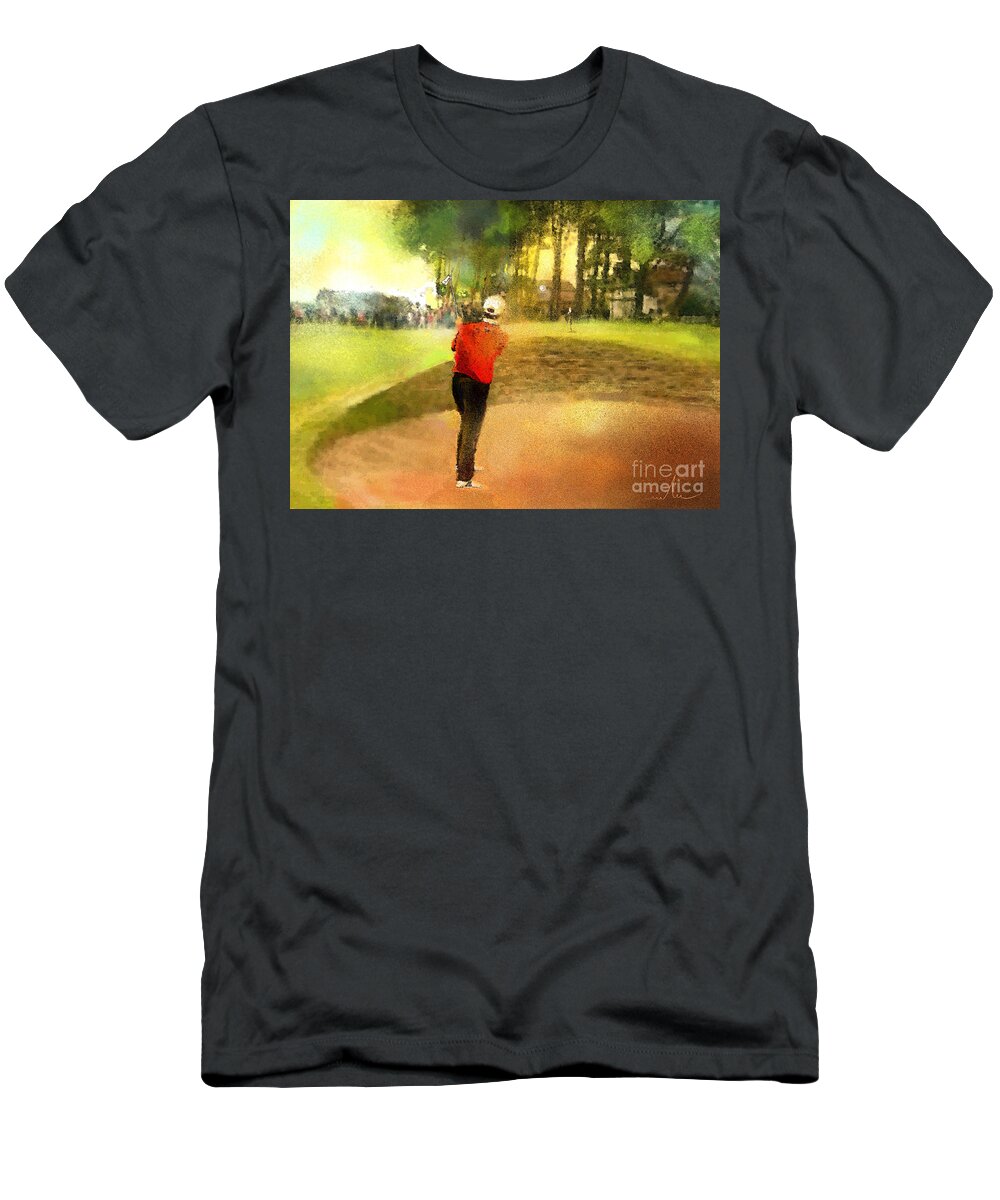Golf T-Shirt featuring the painting Golf in Scotland Saint Andrews 01 by Miki De Goodaboom