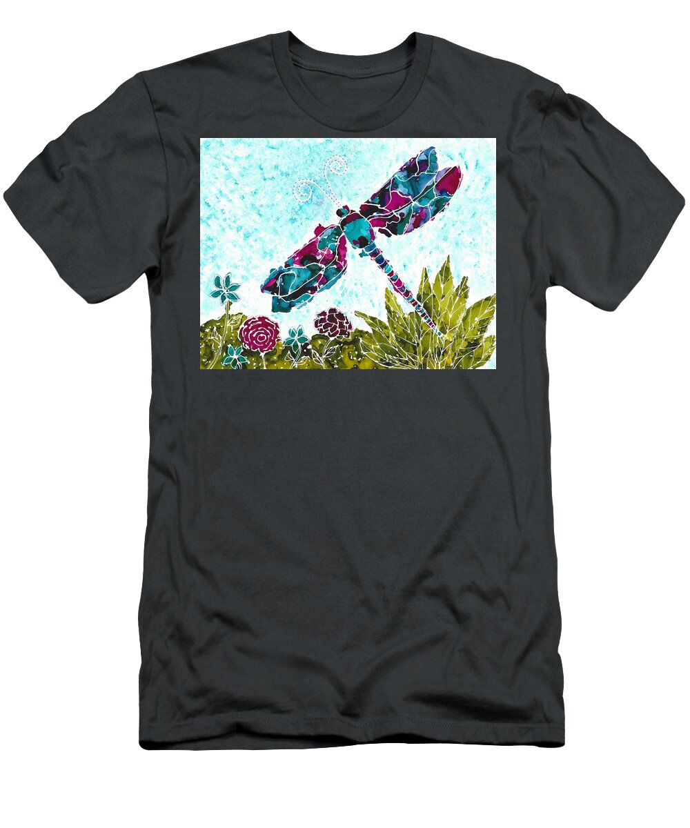 Dragonfly T-Shirt featuring the painting Good Vibrations II by Kathryn Riley Parker