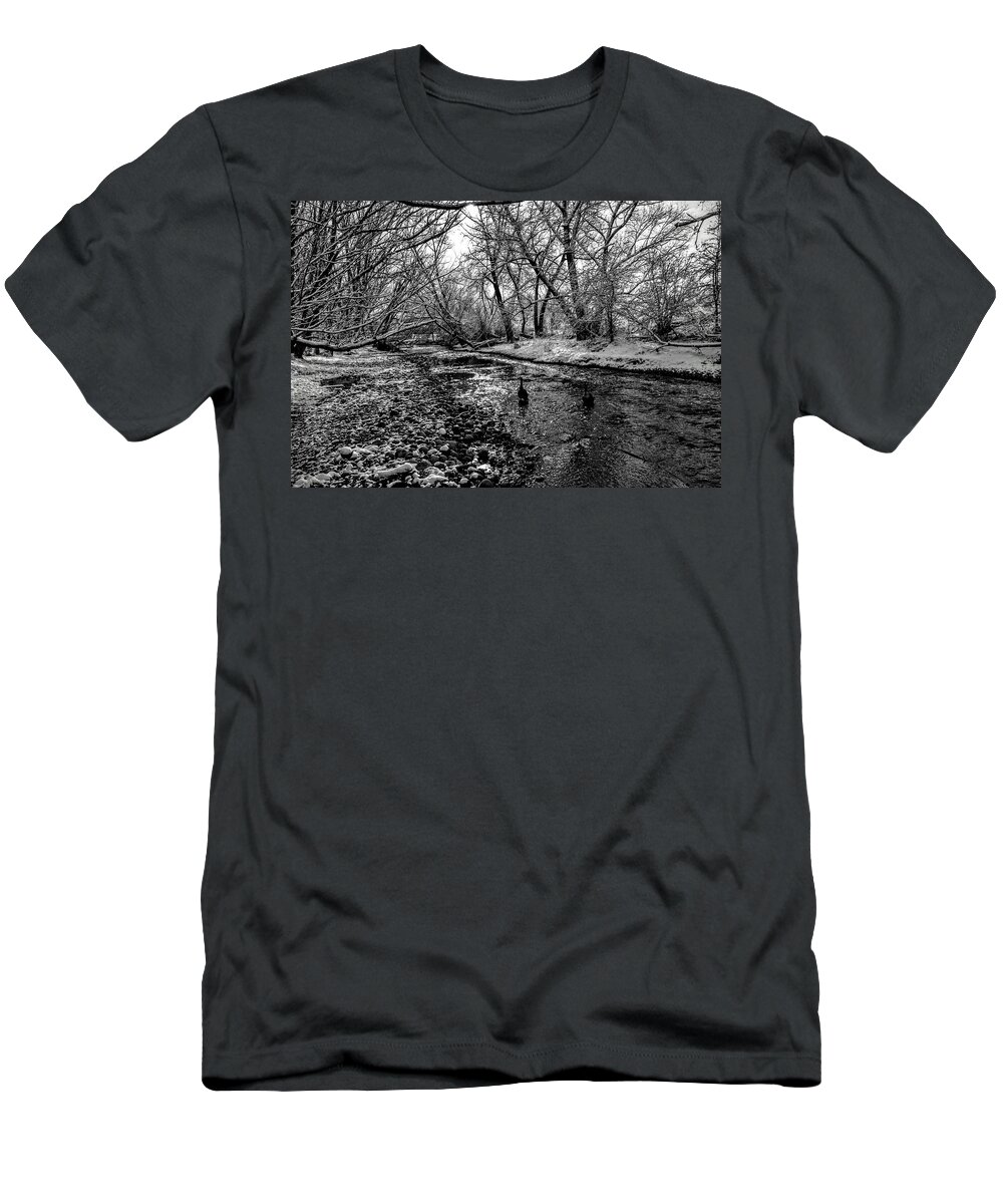 Black And White T-Shirt featuring the photograph Goose Creek by Michael Brungardt