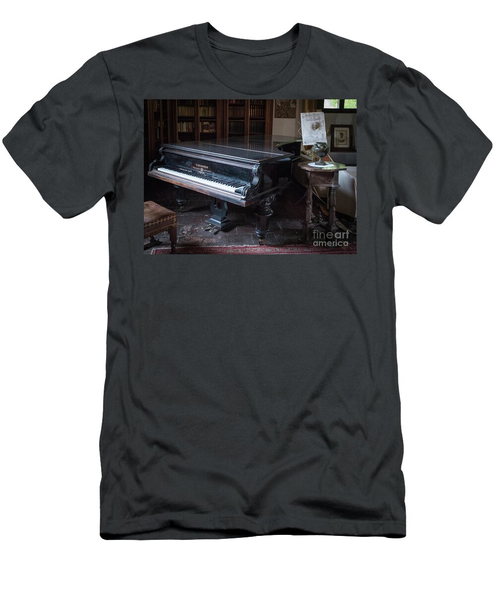 Grand T-Shirt featuring the photograph Grand Piano, Ninfa, Rome Italy by Perry Rodriguez