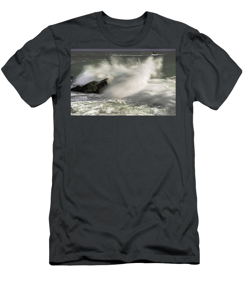 Grandiose Surf At Quoddy Head State Park T-Shirt featuring the photograph Grandiose Surf at Quoddy Head State Park by Marty Saccone