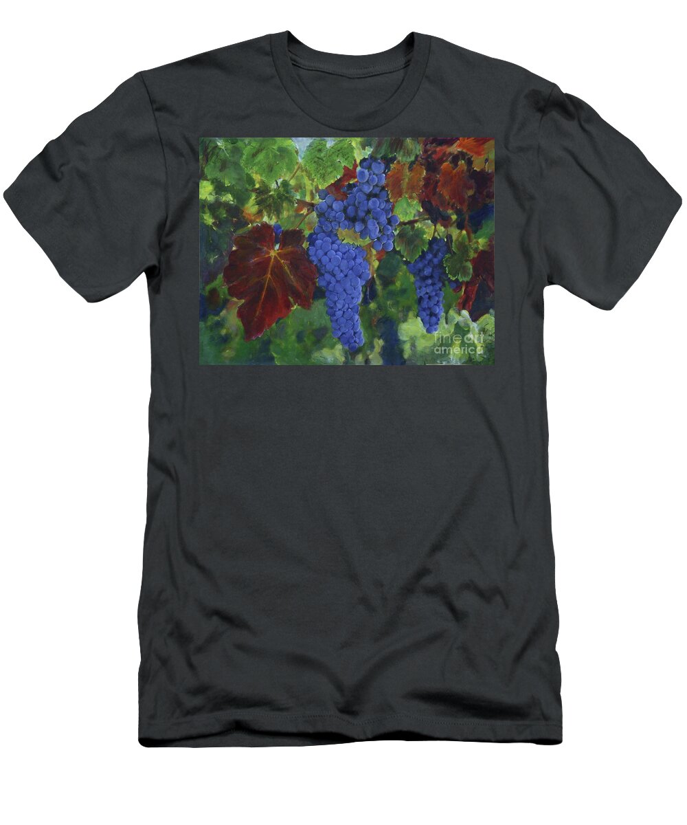 Art T-Shirt featuring the painting Grapes ready for harvest by Donna Walsh