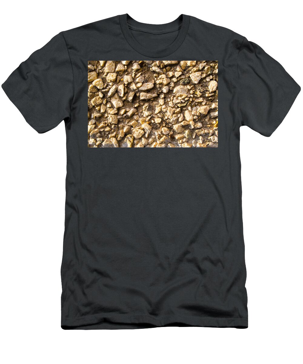 Stone Gravel T-Shirt featuring the photograph Gravel stones on a wall by John Williams