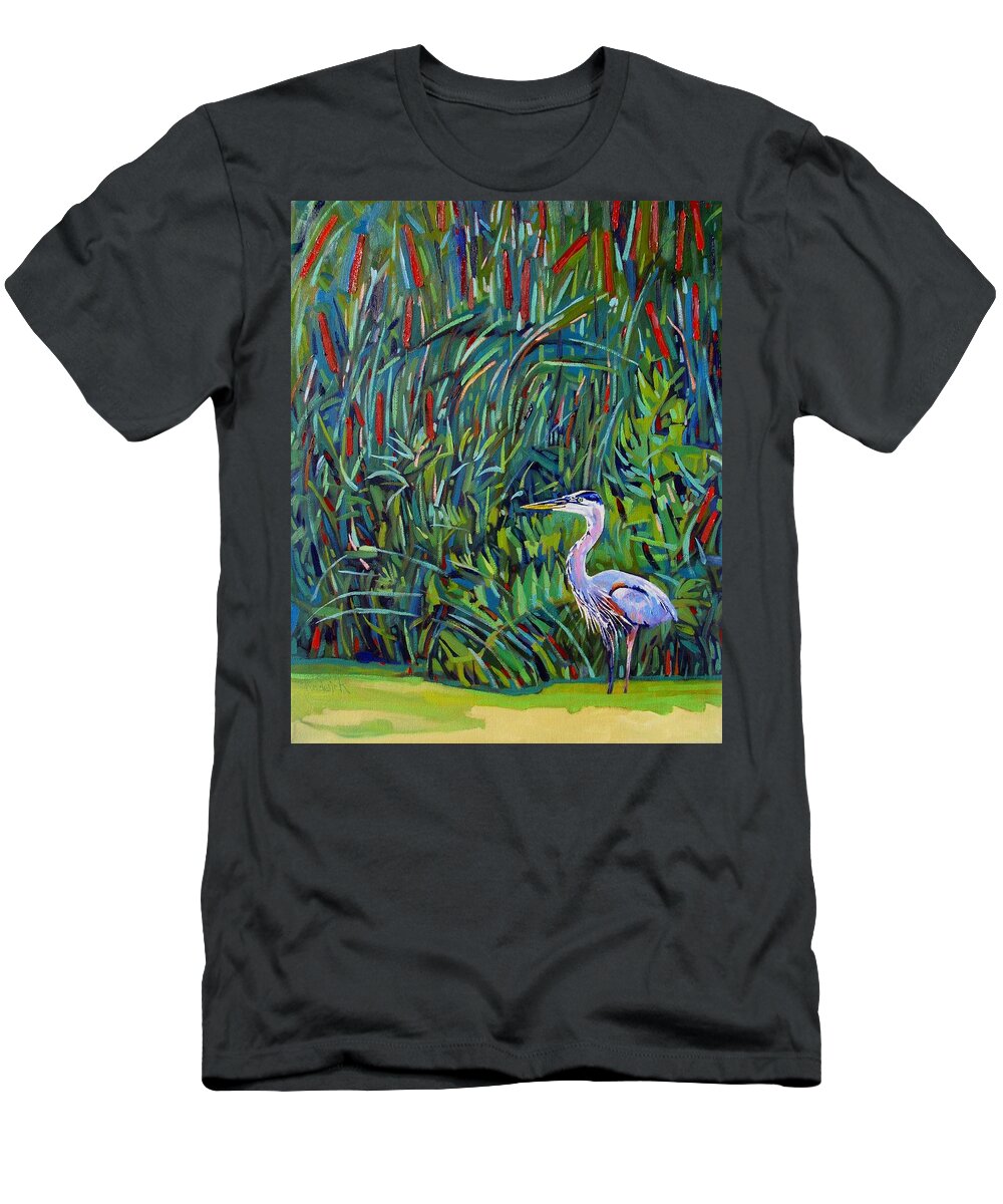 Great T-Shirt featuring the painting Great Blue by Phil Chadwick