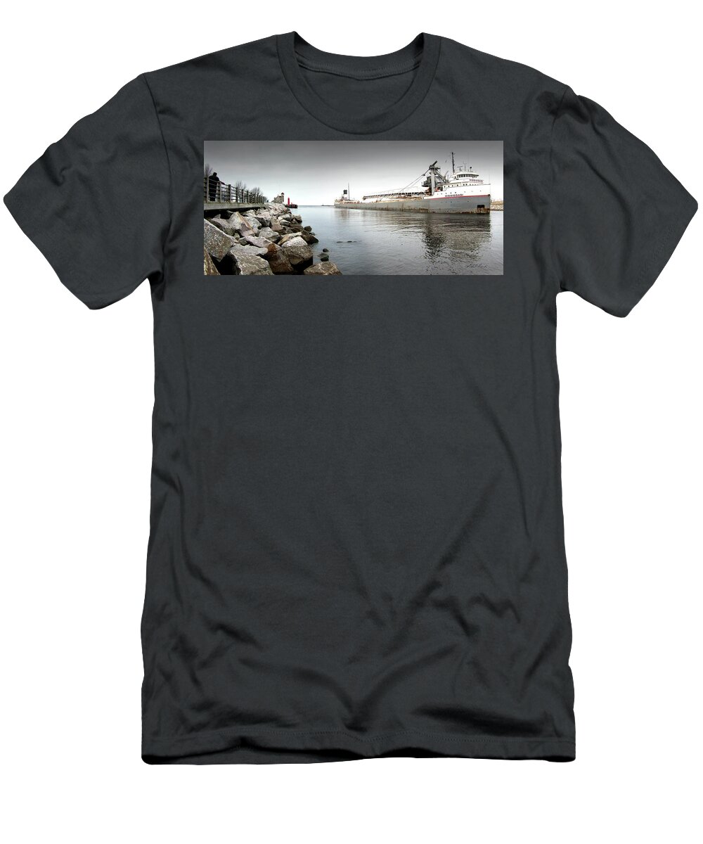 Photography T-Shirt featuring the photograph Great Lakes Freighter Missisaga by Frederic A Reinecke