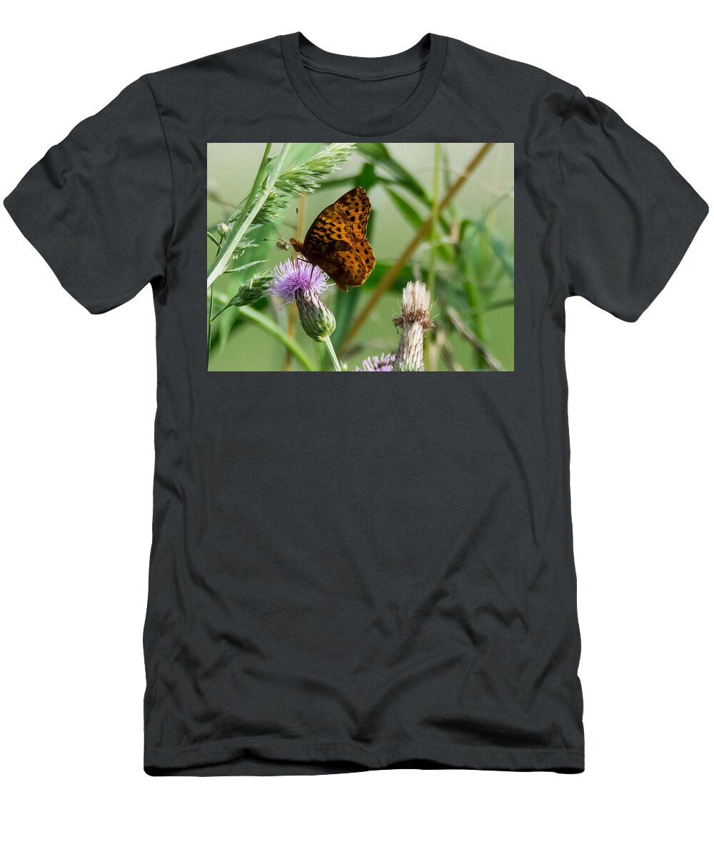 Great Spangled Fritillary T-Shirt featuring the photograph Great Spangled Fritillary by Holden The Moment