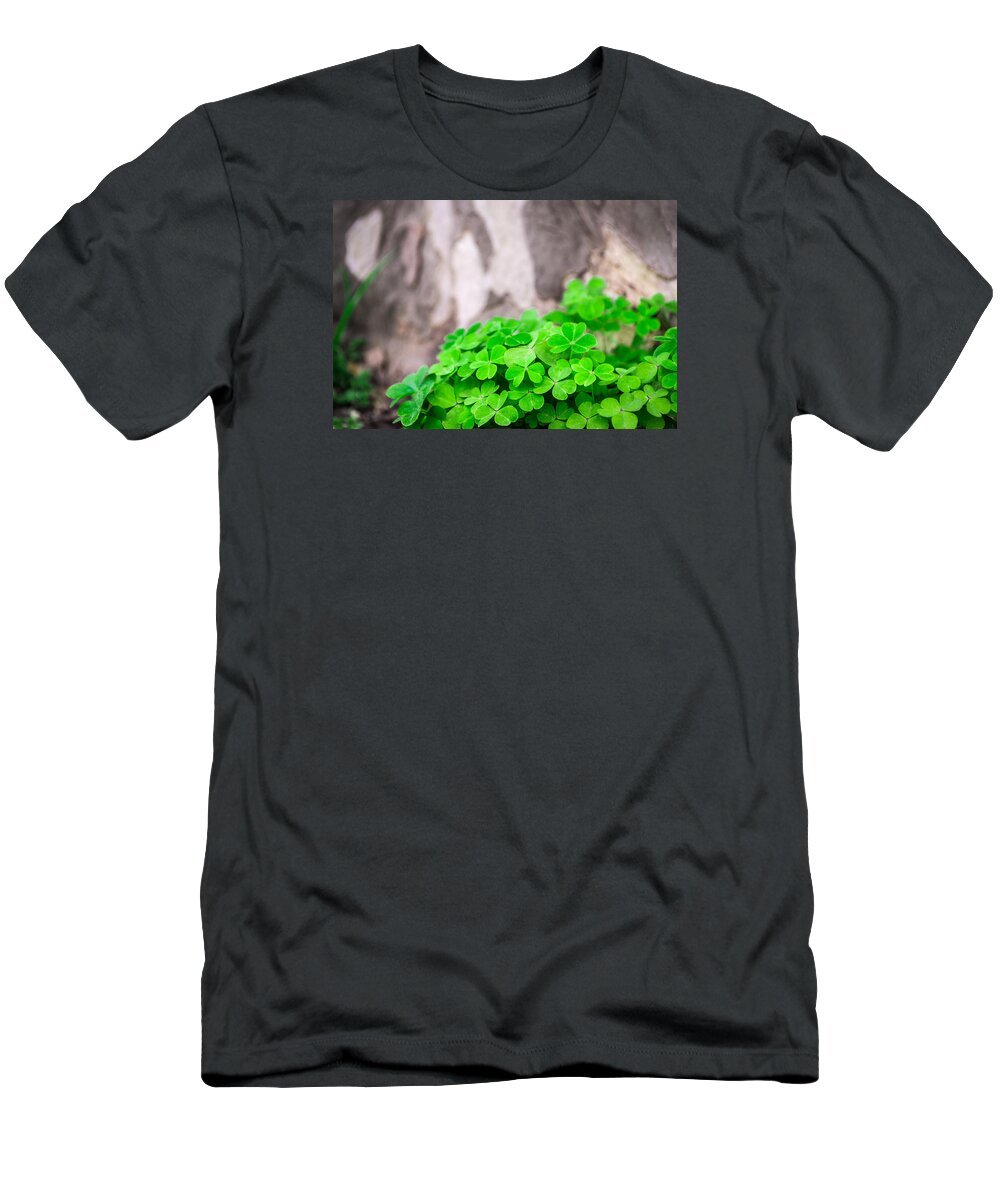 Abstract T-Shirt featuring the photograph Green Clover and Grey Tree by John Williams