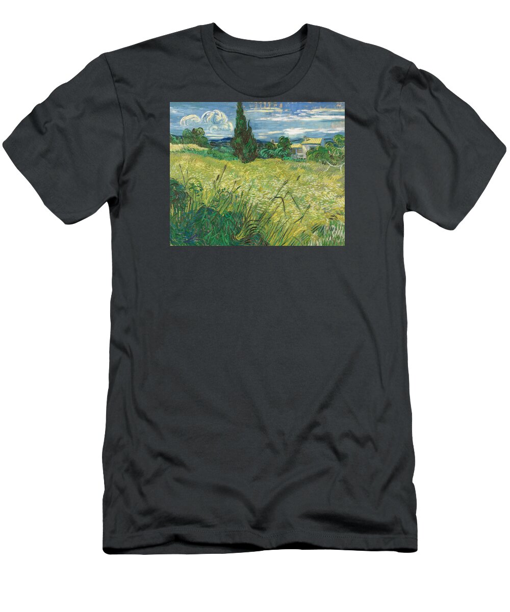 Artist T-Shirt featuring the painting Green Field, 1889 by Vincent Van Gogh