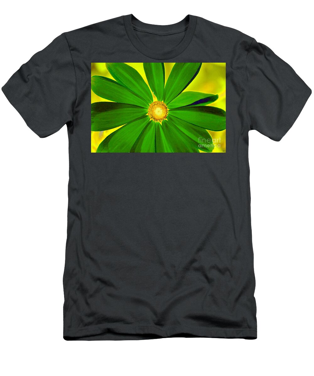 Art T-Shirt featuring the painting Green Flower by David Lee Thompson