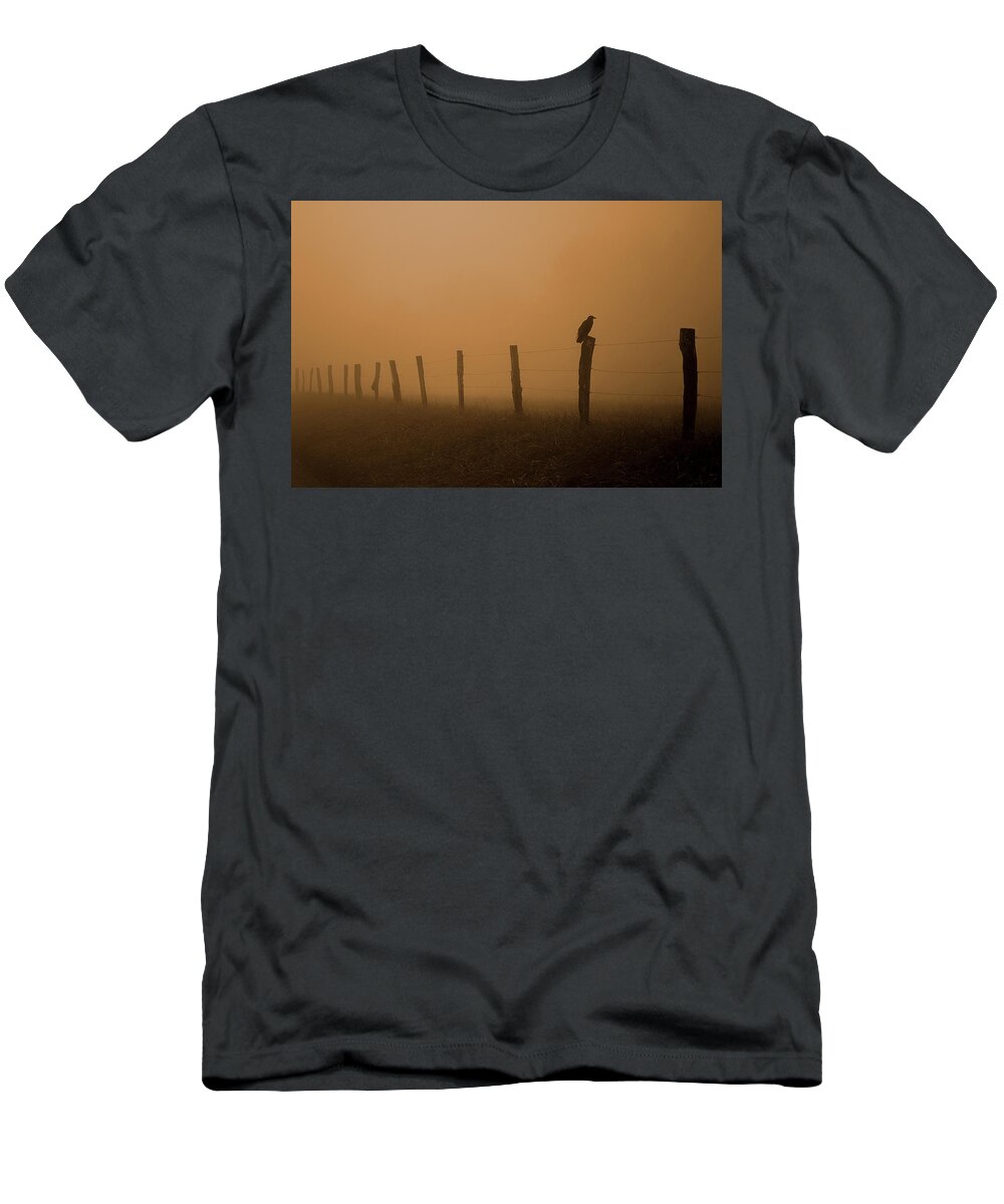 Crow Silhouette T-Shirt featuring the photograph Greeting The Morning by Michael Eingle