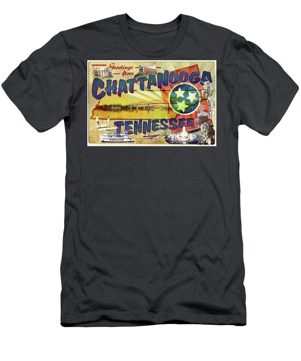 Chattanooga T-Shirt featuring the digital art Greetings From Chattanooga by Steven Llorca