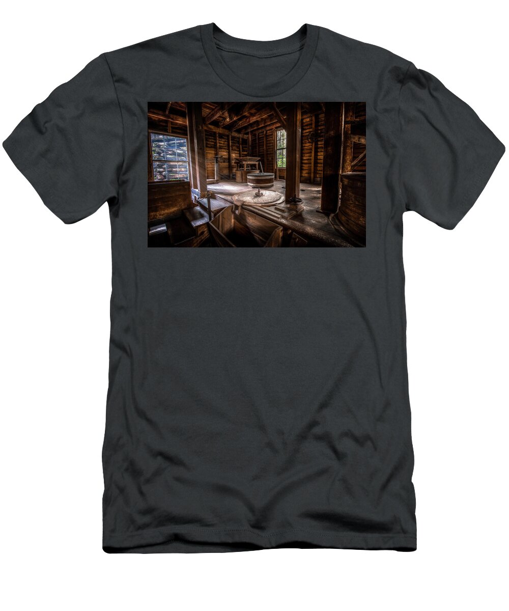 Appalachian T-Shirt featuring the photograph Grindstone at the Mingus Mill by David Morefield