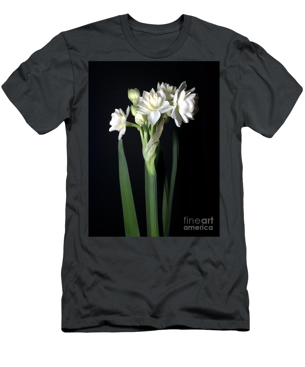Photograph T-Shirt featuring the photograph Grow Tiny Paperwhites Narcissus Photograph by Delynn Addams by Delynn Addams