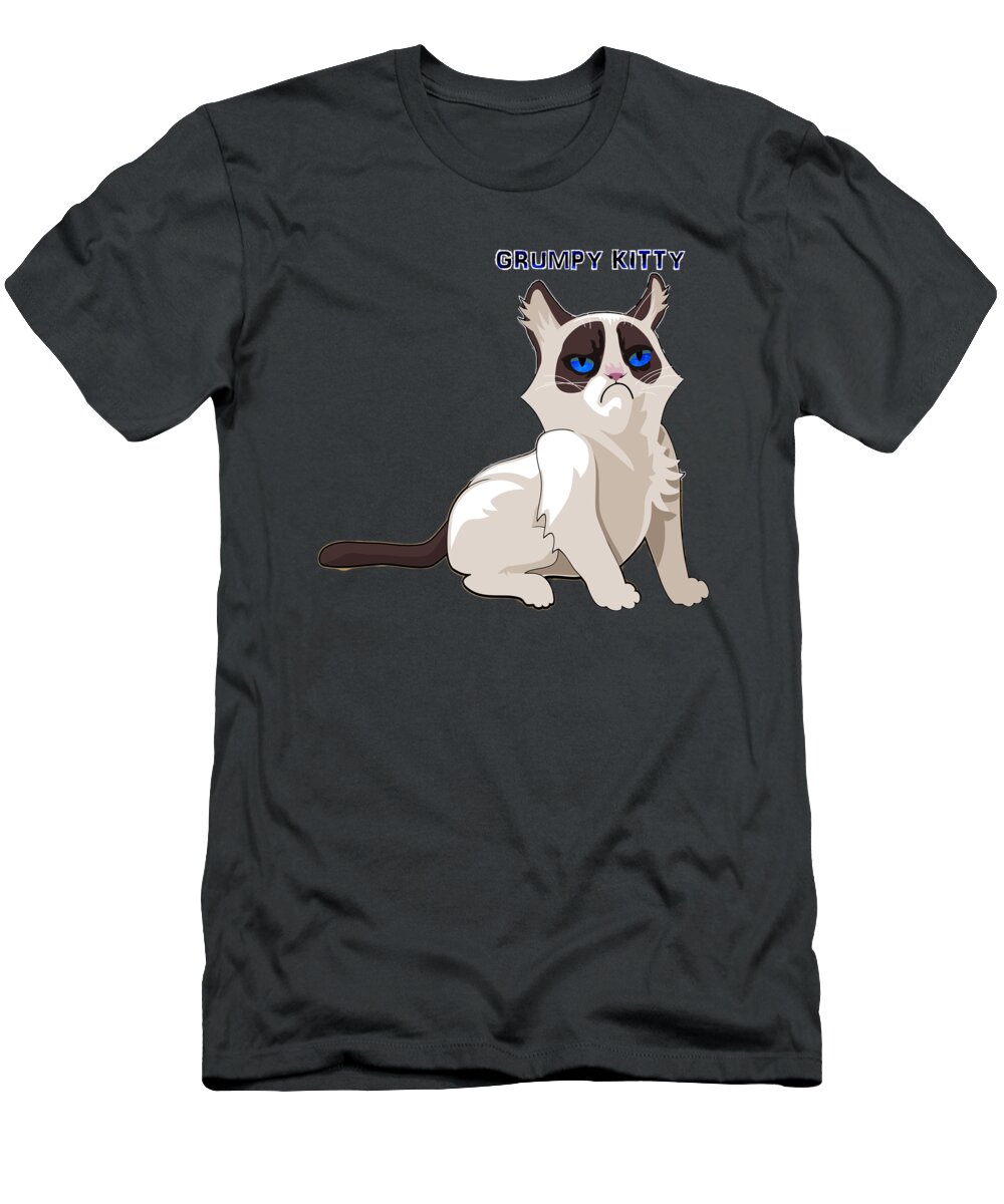 Cat T-Shirt featuring the digital art Grumpy Cat by Ericamaxine Price