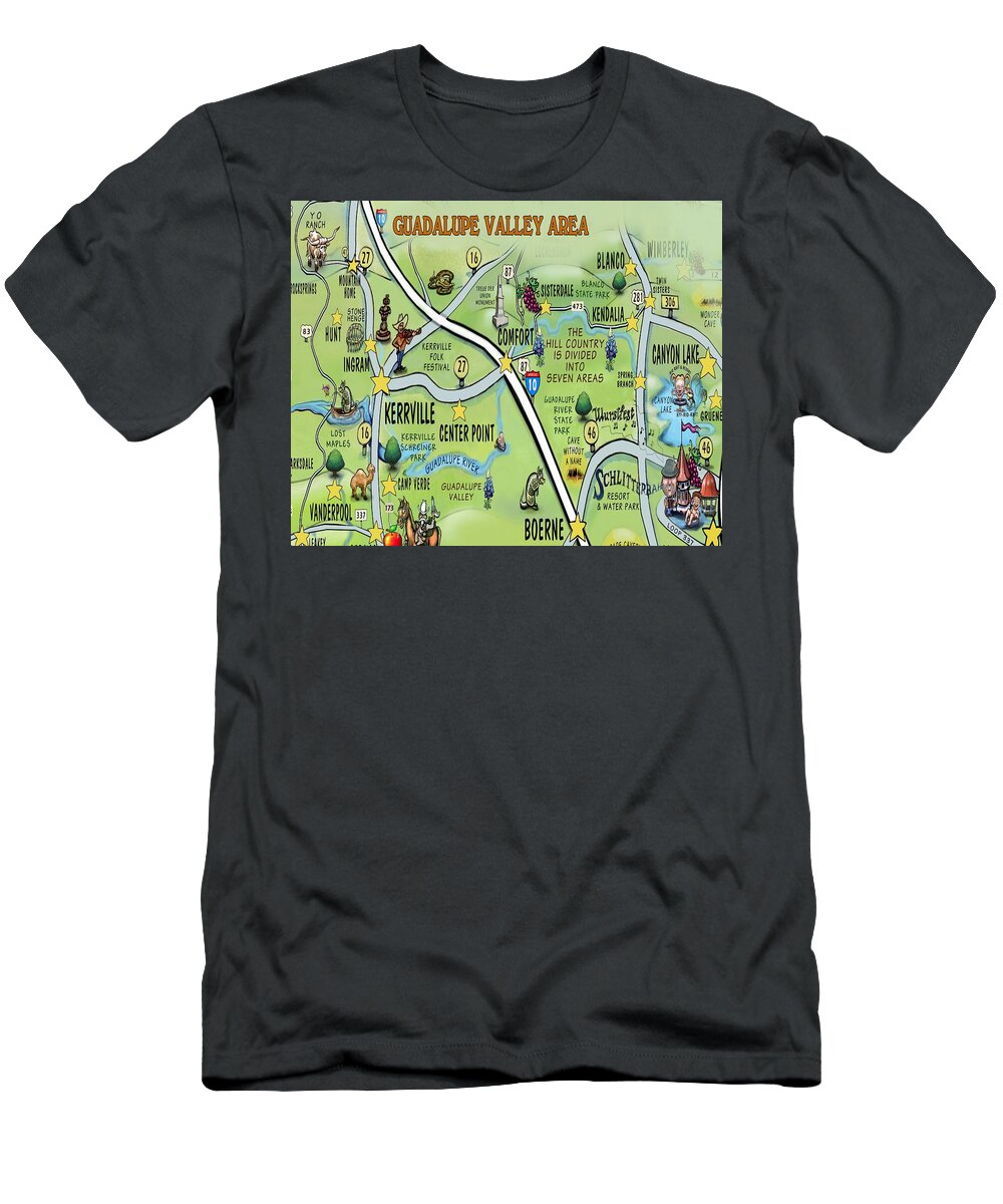 Guadalupe T-Shirt featuring the digital art Guadalupe Valley Area by Kevin Middleton