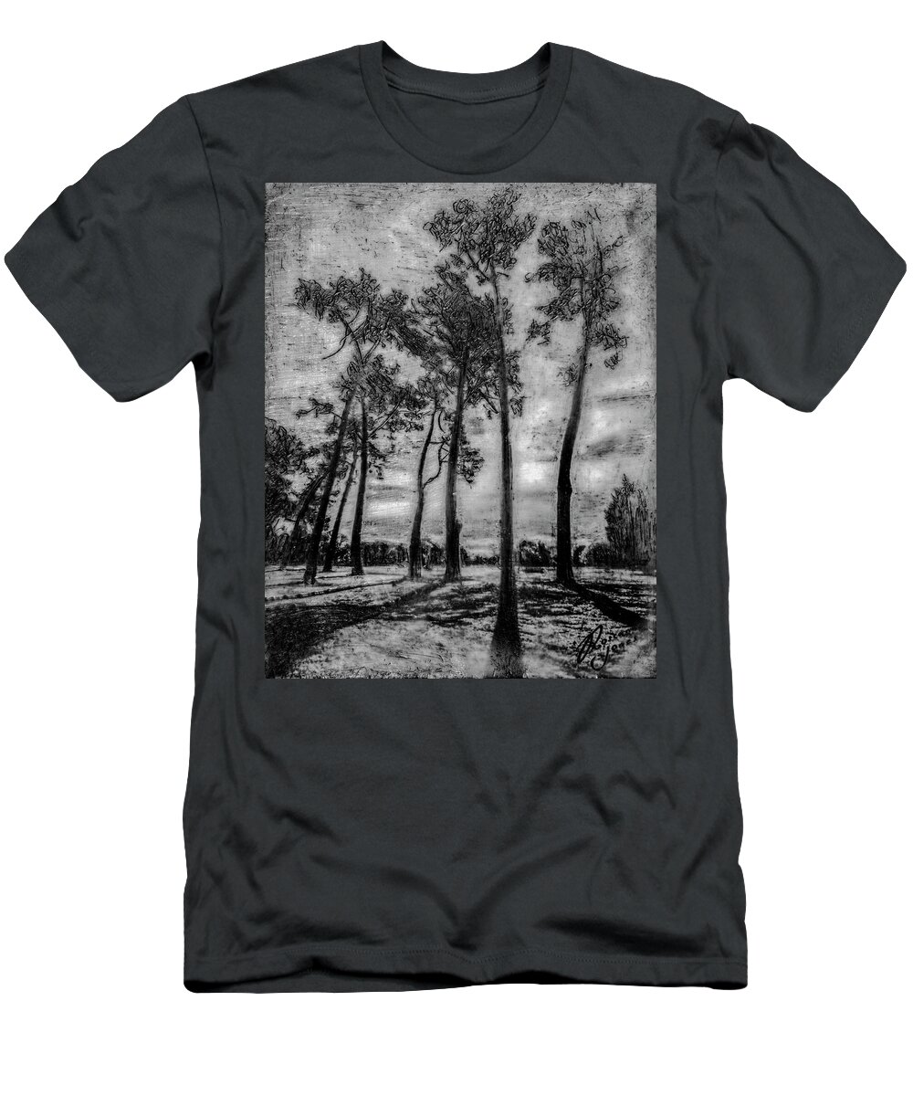Landscape T-Shirt featuring the mixed media Hagley Park Treescape by Roseanne Jones
