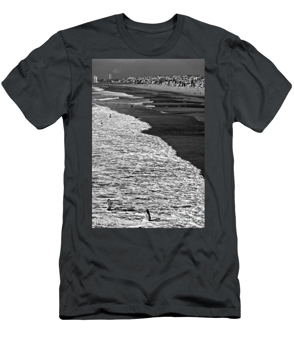 Beach T-Shirt featuring the photograph Half Ocean Half Beach Half of the Half City by Fei A
