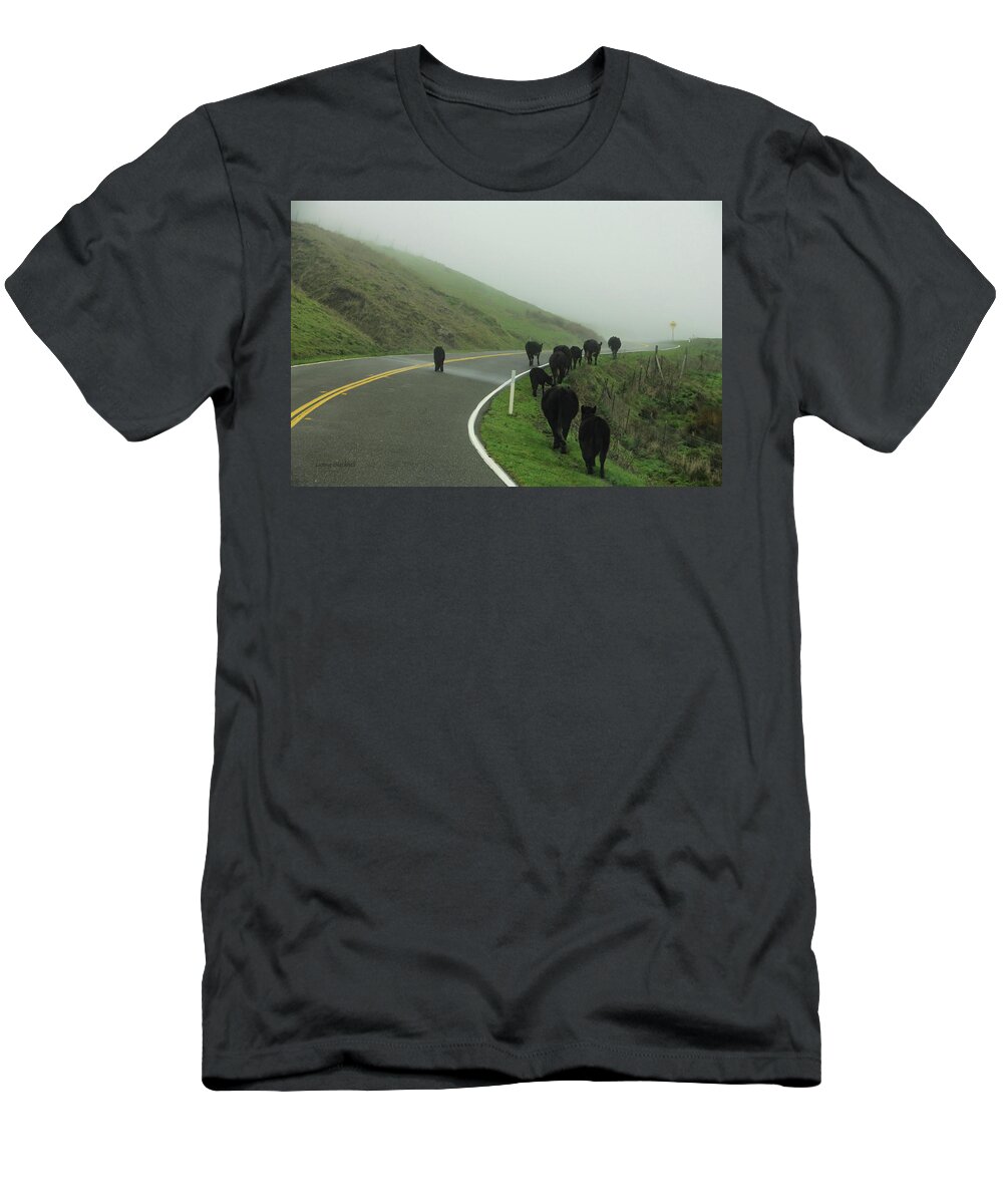 Cows T-Shirt featuring the photograph Hamburger Hill by Donna Blackhall
