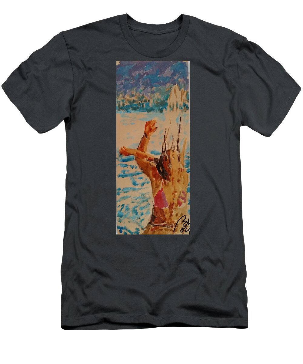 Pose T-Shirt featuring the painting Hands up sketch IV by Bachmors Artist