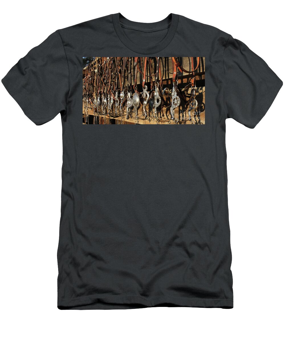 Cowboy Gear T-Shirt featuring the photograph Hanging Bits by Diane Bohna