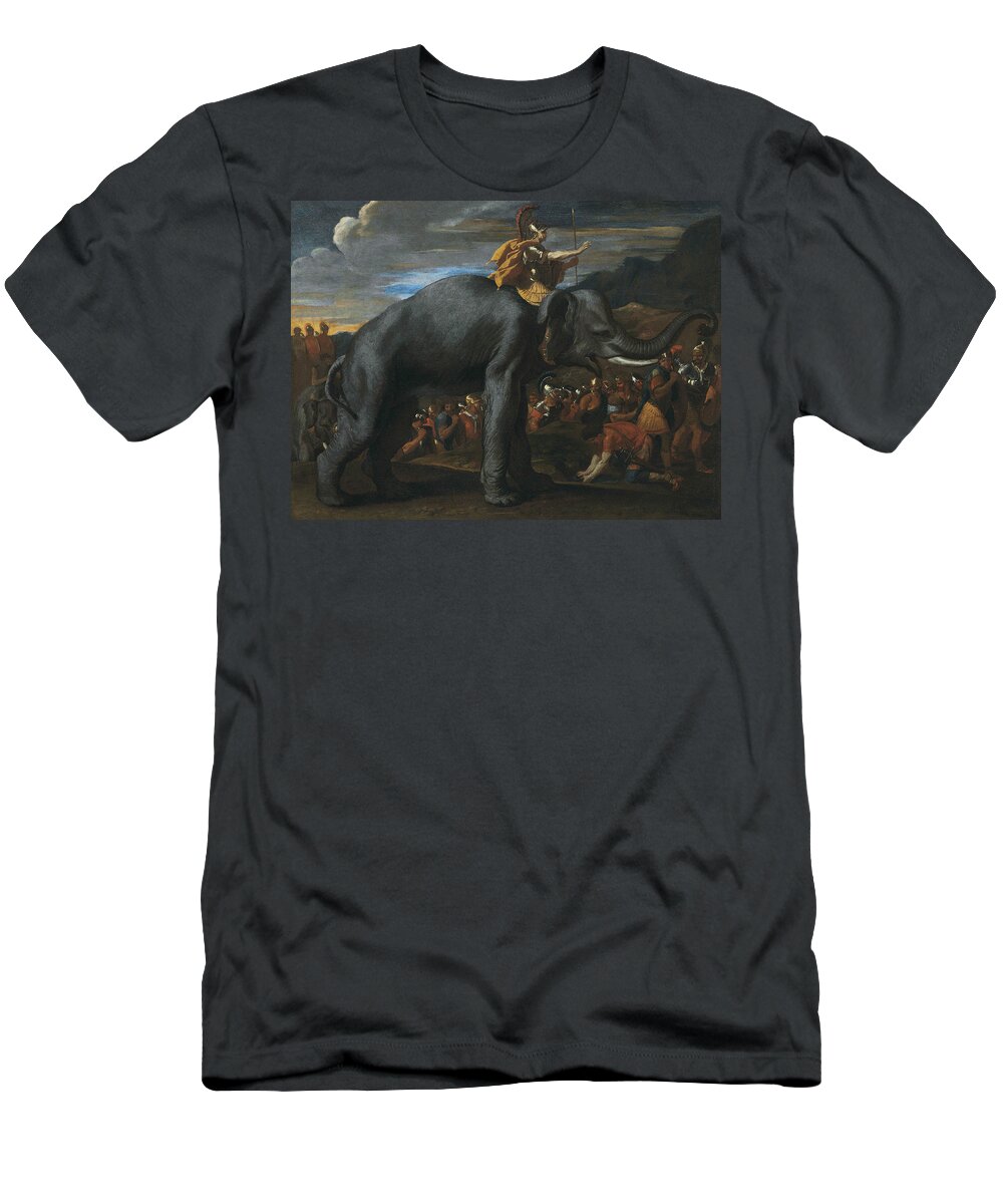 French Painters T-Shirt featuring the painting Hannibal Crossing the Alps on Elephants by Nicolas Poussin