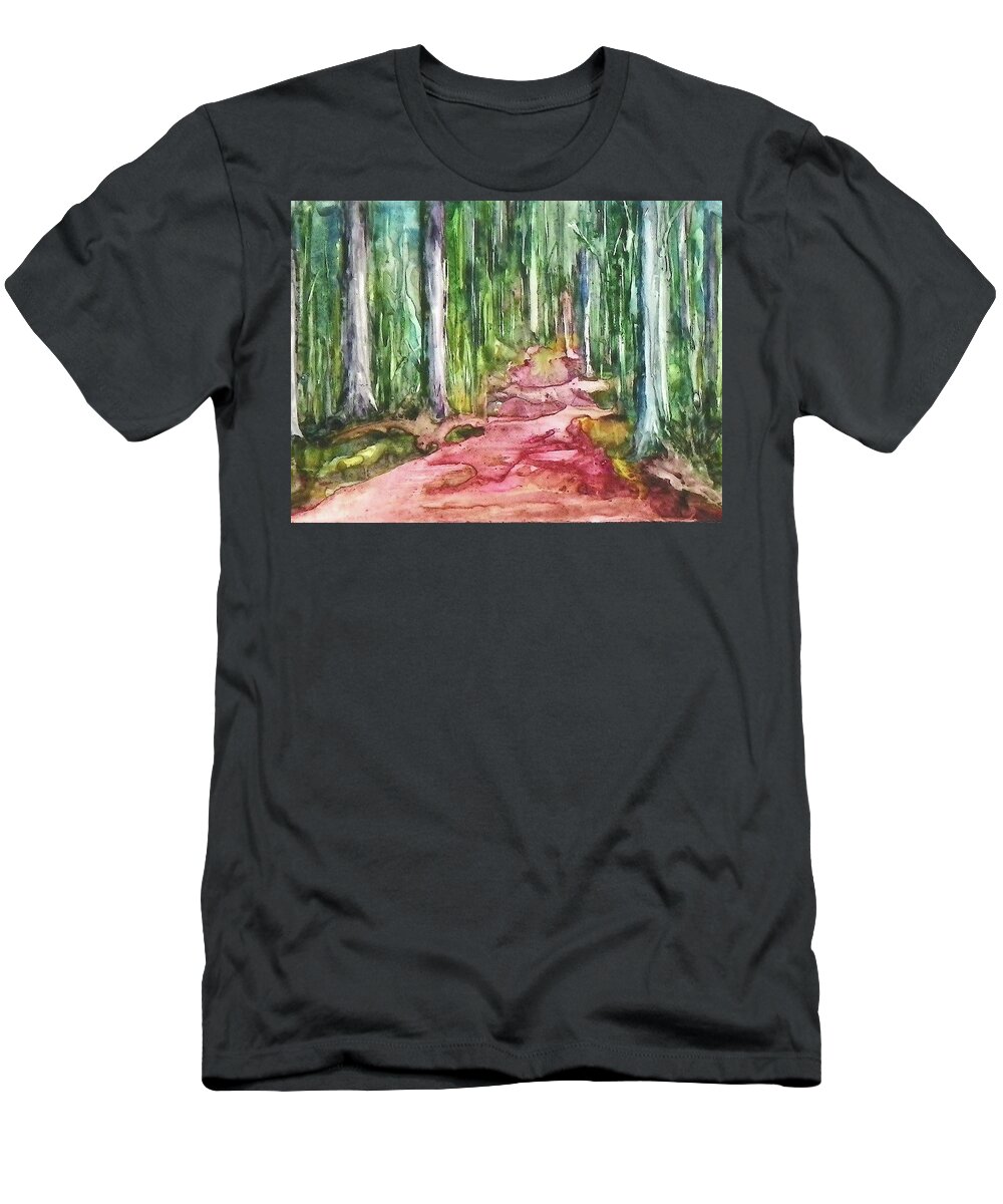 Wood T-Shirt featuring the painting Happy Trail by Anna Ruzsan