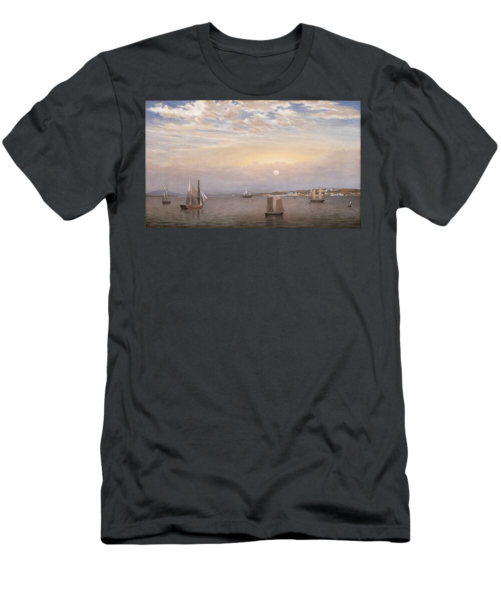 Fitz Henry Lane T-Shirt featuring the painting Harbor and Town by MotionAge Designs