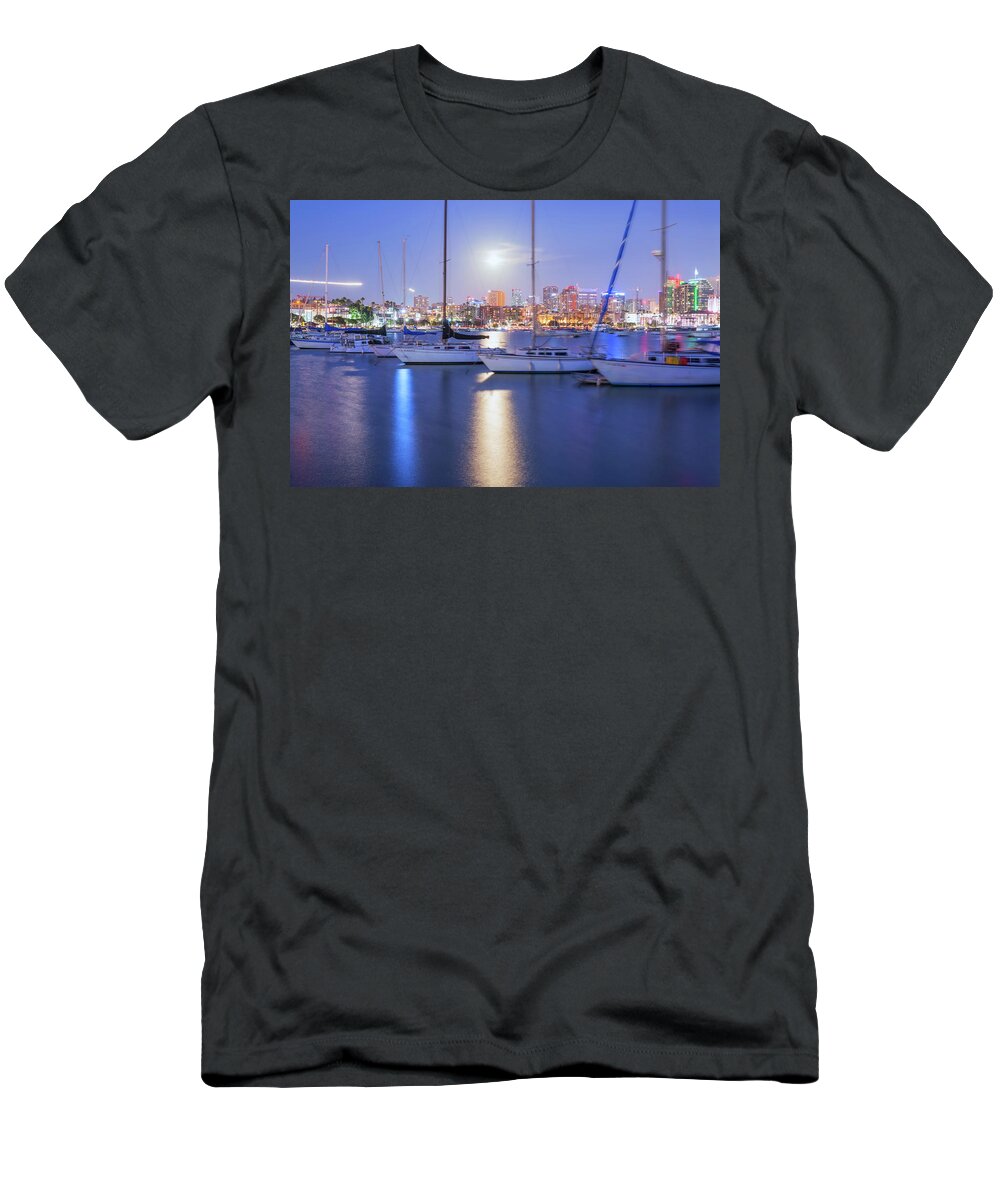San Diego T-Shirt featuring the photograph San Diego Harbor So Bright by Joseph S Giacalone