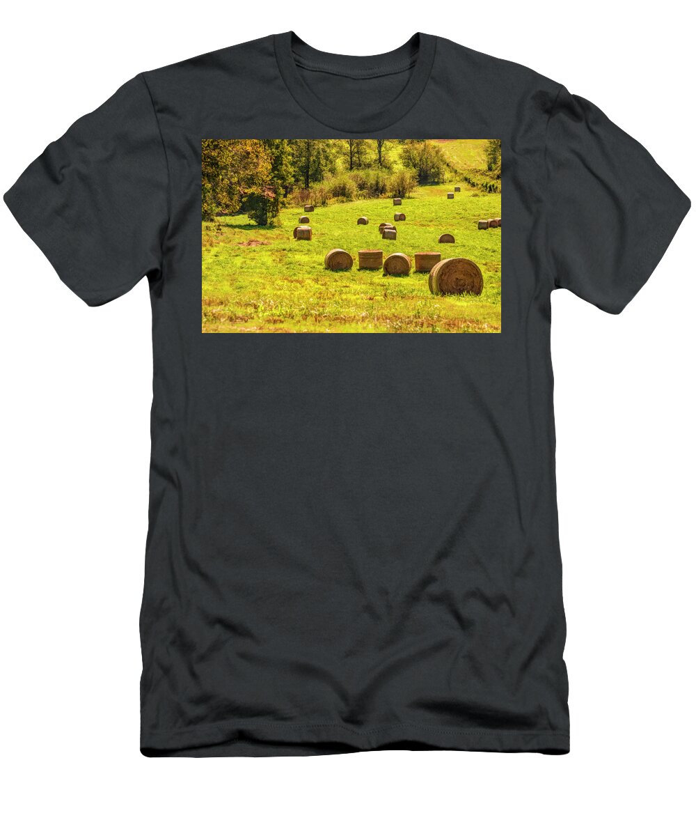 Hay Bales T-Shirt featuring the digital art Hay Bales 2 by Mick Burkey