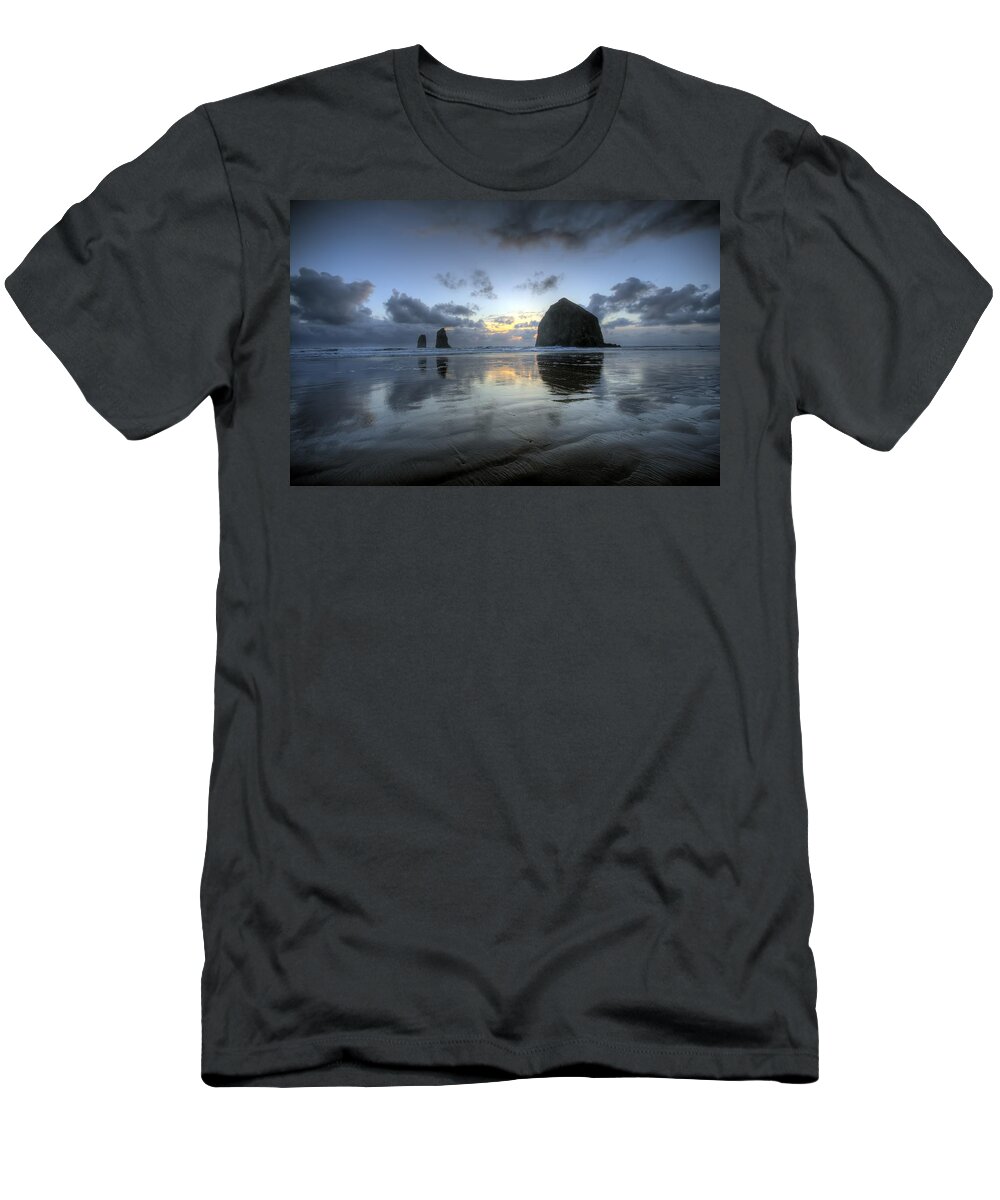 Hdr T-Shirt featuring the photograph Haystacks at Sunset by Brad Granger